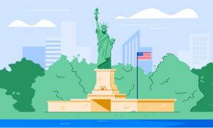 An illustration USA Statue of Liberty.