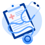 An illustration of a medical clipboard and a stethoscope.