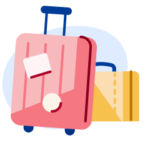 An illustration of travel luggage, representing studying abroad.
