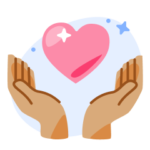 Illustration of hands holding heart, representing honesty and integrity for international students writing their resume.