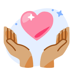 Illustration of hands holding a heart.