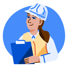 A illustration of a woman construction worker.