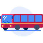 An illustration of a long red bus.