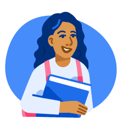 An illustration of a female student holding a book, representing different learning styles in fields of study.