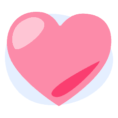A pink heart with a blue background.