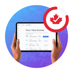 A photo of a person using the Canadian Visa Calculator on their tablet.