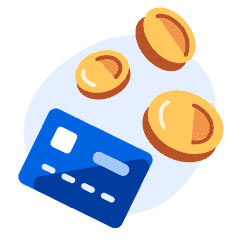 An illustration of coins and a credit card.
