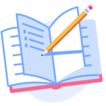 An illustration of an open book with a pencil writing a checklist on it.