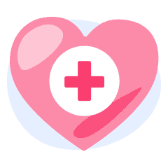 An illustration of a heart with a red cross in the middle of it.