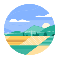 An illustration of the Canadian prairies and farmland in Saskatchewan, a great candidate for immigration via the Provincial Nominee Program.