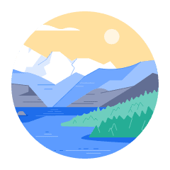 An illustration of the scenic Canadian rockies, representing our planet and the importance of protecting it by living sustainably.