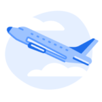 An illustration of an airplane taking off.