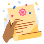 A spot illustration of a hand holding an acceptance letter, as part of the packing list for Canada.