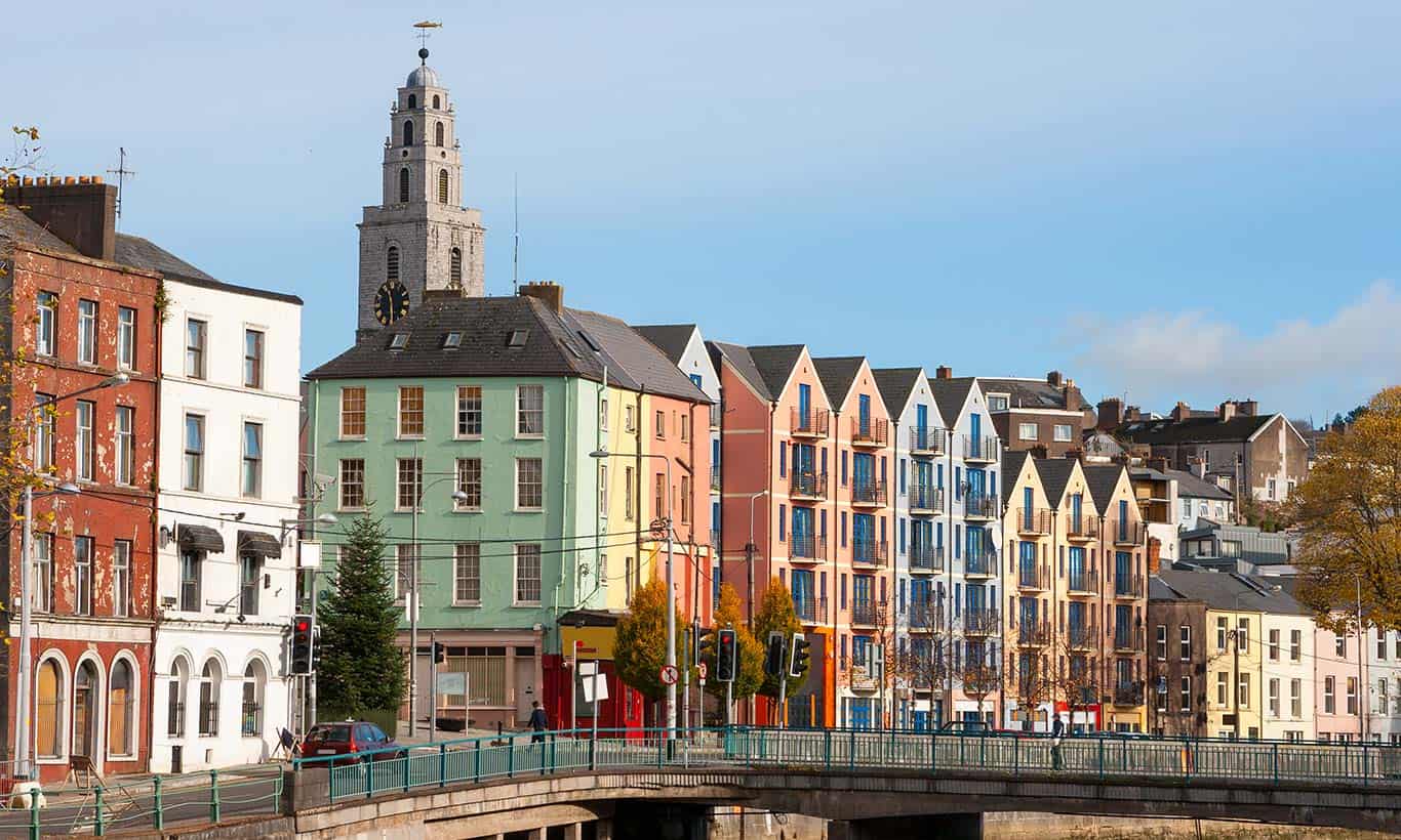 A photo of Cork city in Ireland. One of Ireland's most affordable main cities.