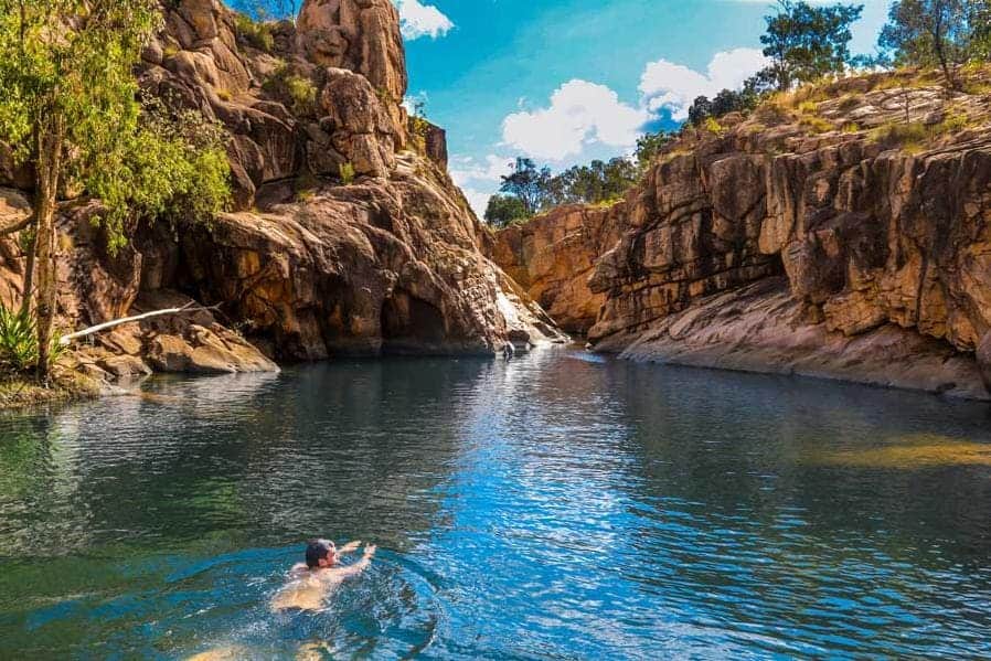 A photo of someone swimming in Kakadu National Park.