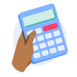 Illustration of a hand holding a calculator