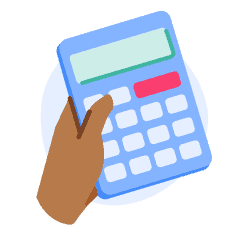 Illustration of a hand holding a calculator