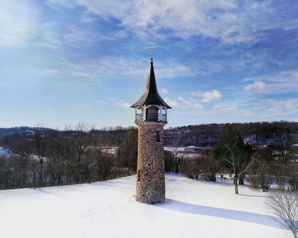 A photograph of an old tower in Kitchener, Ontario.
