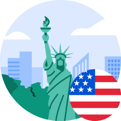 Is the US the best country to study abroad in? An illustration of the Statue of Liberty with an American flag on the bottom right corner.