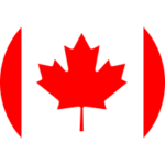 Round illustration of a partial Canadian flag, representing fun facts about Canada.