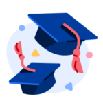 Illustration of two grad caps