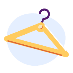 An illustration of a clothes hanger, representing dressing professionally for a campus job fair.