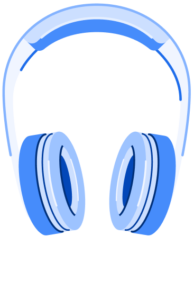 An illustration of blue headphones.