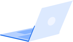 An illustration of a blue laptop computer.