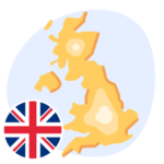 An illustrated map of the UK with a stylized Union Jack.