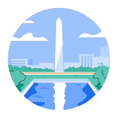 An illustration of the famous American Peace Monument.