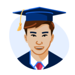 An illustration of an international student wearing a graduate cap, representing a successful student outcome as measured by the TEF.