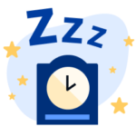 An illustration of a clock radio with three 'Zs' over it to indicate sleep.