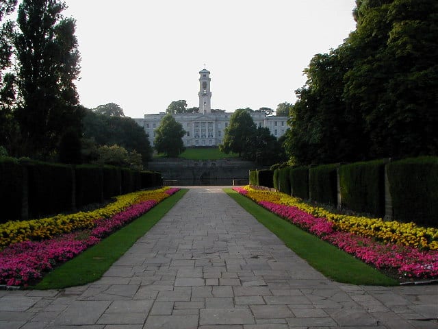 The University of Nottingham campus, as seen from Highfields Park