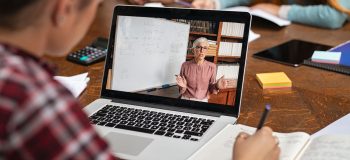 Professor teaching over video