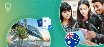 A banner image showcasing Australia and international students, as well as clip art representing granted student visas.