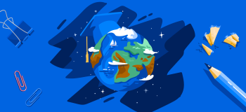 Illustration of globe with grad cap