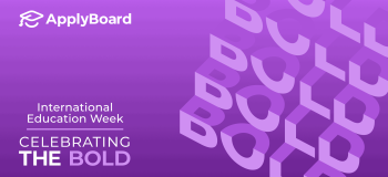 A banner image about celebrating the bold during international education week, with the word bold featured in shades of purple.