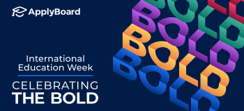 An international education week 2022 banner image about celebrating the bold during international education week, with the word bold featured in multiple colours.