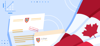 ApplyInsights: Top Source Markets for Canadian Colleges banner featuring Canadian flag and letter of acceptance from generic college