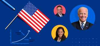 ApplyInsights blog banner featuring President Joe Biden, Vice President Kamala Harris, Secretary of Education Dr. Miguel Cardona, and an American flag