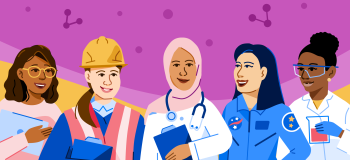 Illustration of women in STEM roles
