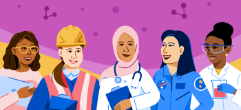 Illustration of women in STEM fields