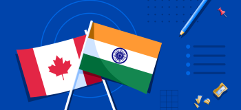 Illustration of Canada and India flags